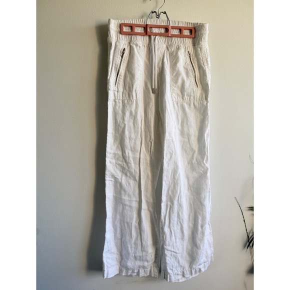 Athleta Pants - Athleta Cabo Linen Wide Leg Pants  Smocked Waist Size 6 Relaxed Summer Trousers